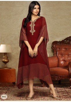 Maroon Georgette Chifoon Kaftan Kurti 